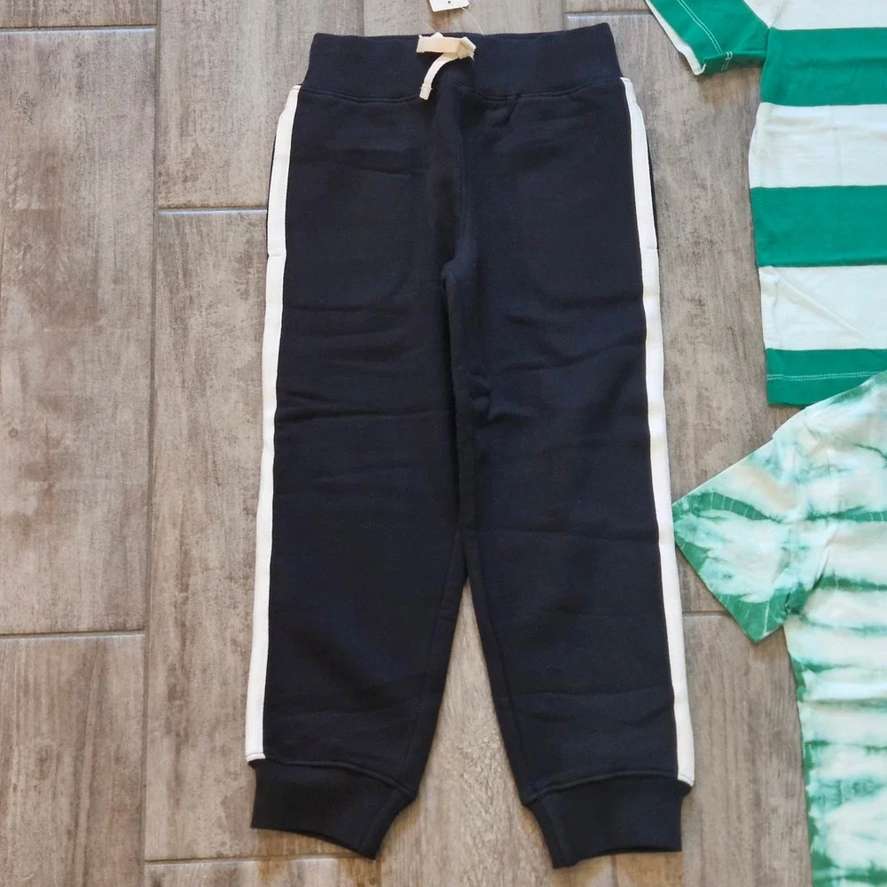 Hanna Andersson T-Shirt Pants Lot of 3 Kids 6-7 Shark Tie Dye Striped Joggers